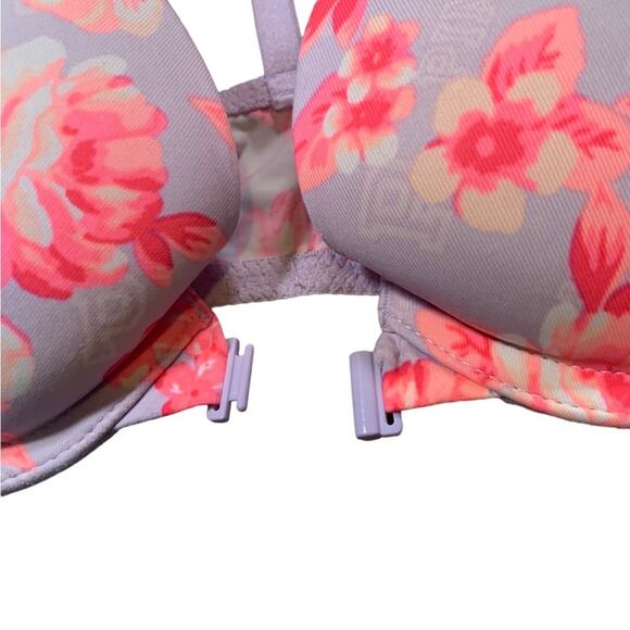 Pink Victoria’s Secret Wear Everywhere Push Up Bra Floral Size 32B - Picture 2 of 8